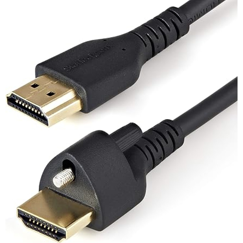 StarTech.com 1 m High Speed HDMI Cable - 4K 60Hz HDR - HDMI 2.0 Monitor Cable with Locking Screw for Secure Connection - HDMI Cable with Ethernet - M/M (HDMM1MLS)