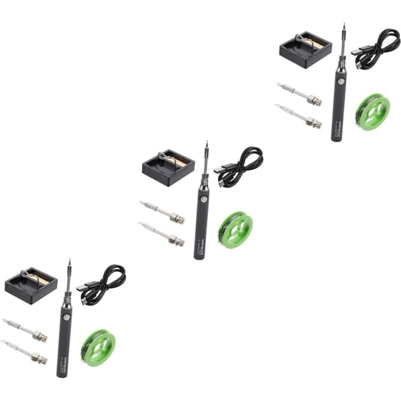 iplusmile 3 Sets Mini Welding Pen Kit Angle Grinder Portable Charger Station Portable Welding Tools Portable USB Soldering Iron Electric Soldering Tool Tin Wire Dark Grey