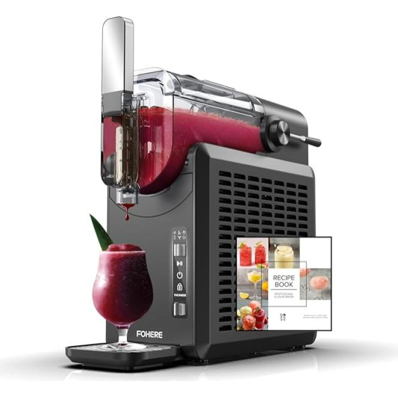 FOHERE Slush Machine 2L for Home, No Ice Cubes Required, Self-Cleaning, 5-in-1 Slushie Machine with 5 Settings for Slush, Cocktail, Frappé, Milkshake, Wine, Quickfreeze Technology