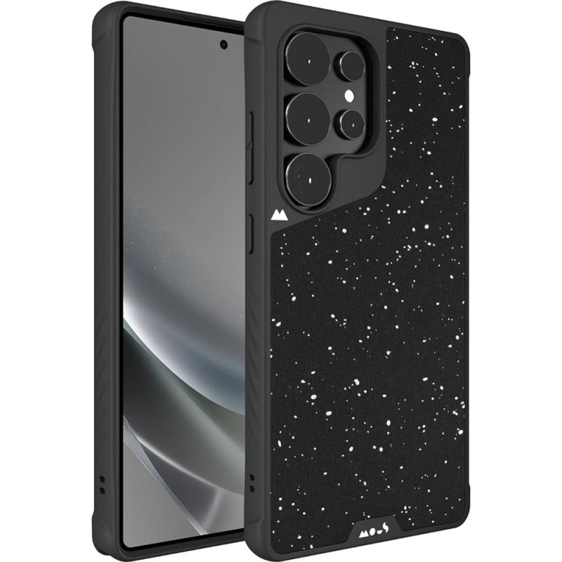 Mous Samsung Galaxy S25 Ultra Case, MagSafe Compatible - Limitless 6.0 - Black Speckled Fabric - Protective Shockproof Phone Case