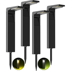 OUSFOT Solar Spotlight for Outdoor Garden [Pack of 4] IP65 Waterproof Path Lights Solar Spotlight Outdoor with 2 Colour Temperatures Solar Lights Solar Lights Garden Lighting for Garden/Patio/Paths