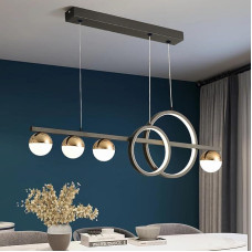 LED Pendelleuchte Esstisch Höhenverstellbar Moderne Hängelampe Esstisch Dimmbar Esszimmerlampe Hängend Rund Esstischlampe Hängend Esszimmer Lampe mit Fernbedienung Schwarz 95CM [Energieklasse E]