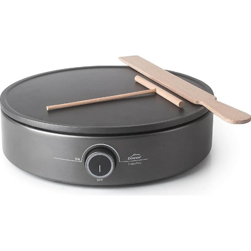 Lacor - 69433 - Electric Crepe 1500W, Crepes XL, Adjustable Thermostat, Indicator Light, Includes Wooden Rake and Spatula, Eco and 100% PFOA-Free, Plate Diameter 33 cm