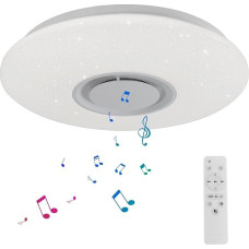 Horevo LED Ceiling Light Flush Mount Fixture with Bluetooth Speakers, 36W 20 Inch 6500K, Dimmable Recessed Down Lights, APP Remote Control/Timer / Color Change/Adjustable Temperature/Cool White/RGB