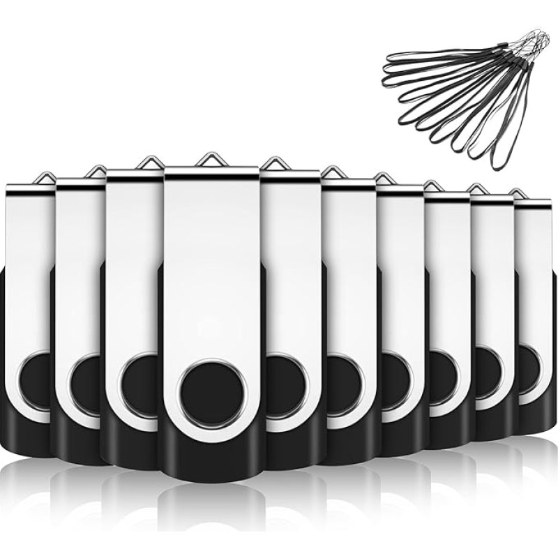 EASTBULL USB Flash Drive 4GB USB 2.0 Flash Drive Rotating Memory Stick with 10 Strings (4GB x 10 Pack)