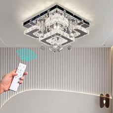 CXGLEAMING Dimmable Crystal Chandelier Modern Ceiling Light Mount Chandelier for Living Room Bedroom Cabinet Kitchen (Remote Control)