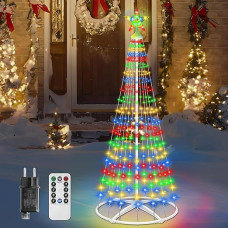 HELESIN LED Christmas Tree Outdoor 204 LED Christmas Tree Cone Shape 8 Modes with Remote Control Light Tree Christmas Timer for Indoor and Outdoor Decorations (Multi-Colour)