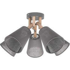 Licht-Erlebnisse Ceiling Light Grey Cream Width 47 cm Length 47 cm Modern Funnel Shade Fabric Wood 5-Bulb Hallway Lamp Ceiling Light Modern