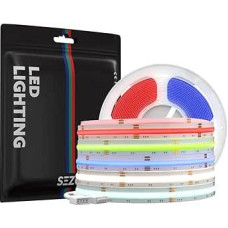SEZO FCOB RGBW LED Strip RGBWW COB RGB+Warm White (3000K) Flexible High Density RGBW DC24V LED Strip 5 m 896LEDs/M 16W/M 12 mm Wide Multicoloured IP30 for Bedroom Kitchen Party DIY Home Decoration