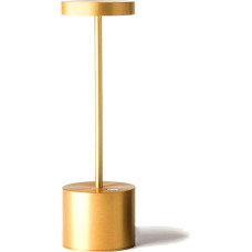 Belaidis stalinis šviestuvas, įmontuota 5000 mAh baterija su 3 apšvietimo režimais, šviesos diodų akumuliatorinis stalinis šviestuvas, metalinis aliuminio stalinis šviestuvas, skirtas restoranui, kiemui, lauke (auksinis)