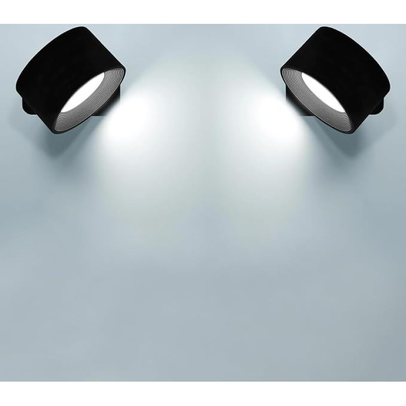 Anmossi LED Indoor Wall Light, Pack of 2, Wall Lamp with Battery, Touch Control, 3 Brightness Levels, 3 Colour Modes, 360° Rotatable, for Living Room, Bedroom, Staircase, Hallway, Wireless Wall Lights