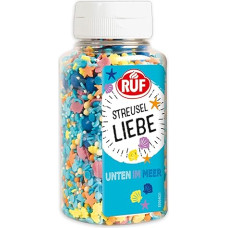 RUF Sprinkles Love Under the Sea, Shells, Starfish & Blue Pearls, Mermaid Birthday Decoration Cake, Mermaid Cake Decoration, for Cupcake, Fondant, 1 x 130 g