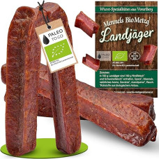 PALEO TO GO Organic Landjäger 6 Pairs (140 g each) - Premium Raw Sausage Specialty Made from Beef and Pork - 100% Natural & No Additives - Smoked Snack Sausage - Hearty & Aromatic