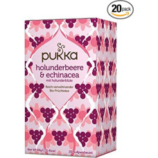 PUKKA Ekologiška šeivamedžio uogų ir ežiuolės arbata, 1 pakuotė (20 x 2,0 g arbatos maišelių) - Ekologiška