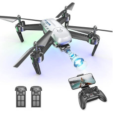 Wipkviey T6 dronas su 1080p kamera, RC kvadrokopteris pradedantiesiems, WiFi FPV dronas su 2 baterijomis, gravitacijos jutiklis, apvertimo režimas, išvykimas / nusileidimas vienu mygtuku, grįžimas vienu mygtuku, bepilotis režimas