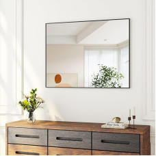 Veidrodis juodas 40 x 60 cm stačiakampio formos juodo rėmo vonios kambario veidrodis Vertikalus / horizontalus vonios kambario veidrodis Juodas sieninis veidrodis Juodas dekoratyvinis juodas veidrodis 