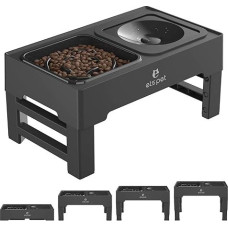 Raised Dog Bowl: 2-in-1 Leak-Proof Foldable Water Bowl & Slow Food Bowl with 4 Height Adjustable Bowl Stand for Large Medium Small Dogs & Pets at Home