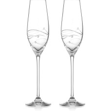 DIAMANTE Swarovski Champagne Flutes Prosecco Glasses with Spiral, Hand Cut, Decorated with Swarovski Crystals