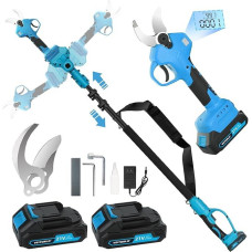 Veitorld Telescopic Lopper, 40 mm Battery Secateurs with Removable Telescopic Pole (130-245 cm), Electric Garden Scissors with Battery 2 x 2000 mAh for Branches, Fruit Tree