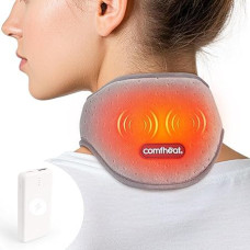 Portable Neck Heating Pad with Vibration Massage for Neck Pain Relief, Rechargeable Neck Warmer for Soreness Stiffness, 3 Levels Heat & Massage, 3000 mAh Battery Included