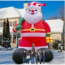 26 pėdų pripučiamas Kalėdų Senelis lauke su LED apšviestas, milžiniškas pripučiamas Kalėdų Senelis kiemo vejos Kalėdų šalis dekoracijos Pripučiamas Kalėdų Senelis lauke su LED apšviestas 800 cm