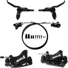 4 Piston Hydraulic Brake Kit with Internal Installation 850mm Front and 1600mm Rear for eBike Mountain Bike Pre-Assembled Hydraulic Brake Kit with Mounting Adapter Ideal for eBikes and Mountain Bikes