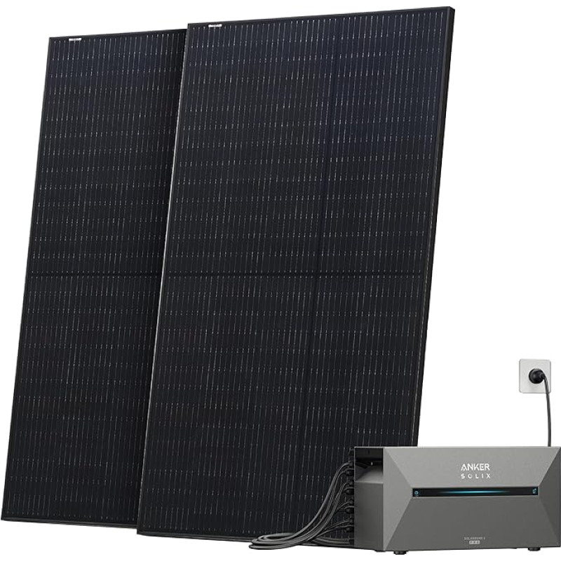 Solarway® All In One Balcony Power Station with Memory 1000 W Complete Socket - 1.6-3.2 kWh Anker Solix 2 AC Memory - Extension Set for Your Balcony Power Station (Balcony Bracket, 1.6 kWh)