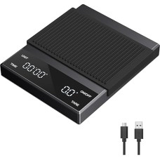 Digitalwaage, Digitale Kaffeewaage, 3 kg, 0,1 g, hochpräzise, wiederaufladbare Tropf-Espresso-Waage mit Timer, tragbare Küchenwaage, feine Waage