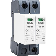 GEYA Surge Protection SPD DIN Rail House Surge Protection 12.5KA T1+T2 Class 50KA Lightning Protection (2P, AC275V)