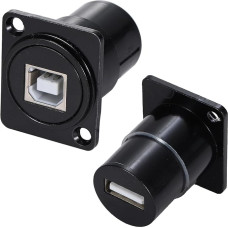 PENGLIN 2 x USB B to USB A through socket, USB B to USB 2.0 D-Type mounting socket, USB panel mount adapter, female to female