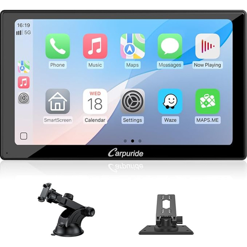Carpuride V9 Tragbares Autoradio, kabellos Carplay & Android Auto, 9 Zoll 1080P HD-Touchscreen-Radio mit BT 5.0, Mirror Link, Light-Sense-Unterstützung, Wohnmobil