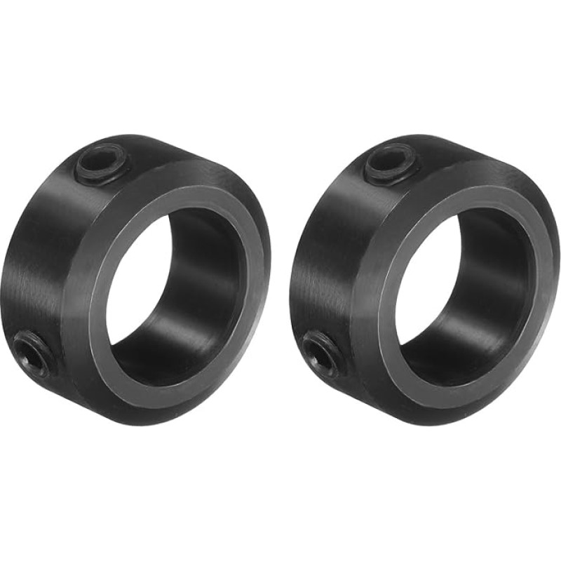 sourcing map 2-teiliges Set mit Schraubenmanschetten, 15 mm Bohrung, 1045 Stahlschaftmanschetten, 24 mm Außendurchmesser, 10 mm Breite, Achsmanschette für Linearstangenwellenführung