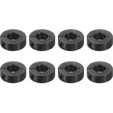 QUARKZMAN Pack of 8 Single Split Shaft Clamping Rings 9/16 Inch Bore One-piece Clamping Ring, 1-1/4 Inch Outer Diameter, 7/16 Inch Thickness, Black Oxide Steel Set Screw Clamping Ring Clamp