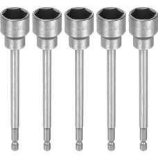 Šešiakampių lizdų rinkinys, šešiakampis kotas, 5 dalių veržliarakčių rinkinys - 1/4 colio šešiakampis kotas, ypač ilgas, magnetinis, 6 taškų lizdas, skirtas elektrinių gręžtuvų vairuotojams - CR-V plieninis varžtų fiksatorius (19 mm)