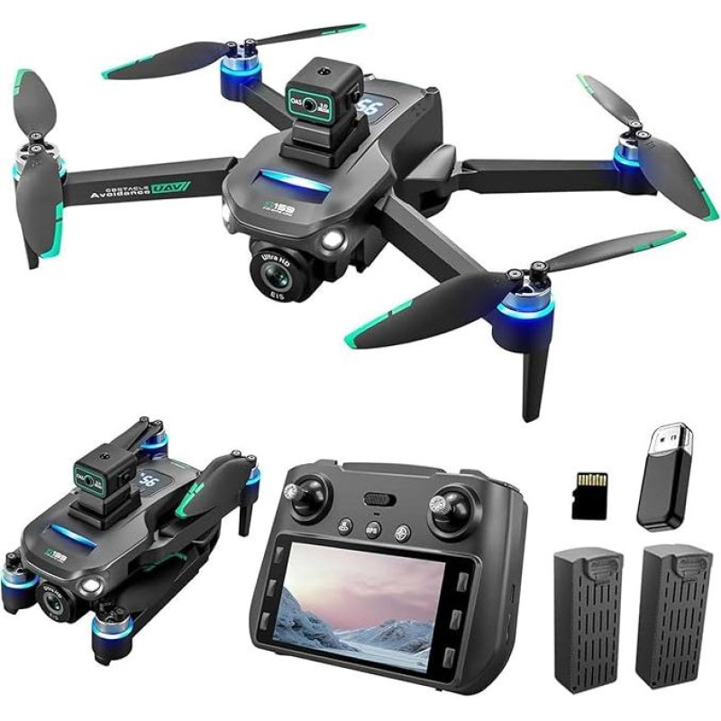 OBEST GPS Drone with 4K Camera for Adults, Foldable Drone Remote Control with 5.9 Inch UHD Screen SD Card, 2 Batteries 40 Mins, 5G FPV Transmission RC Quadcopter, Real Time Display of Power Level