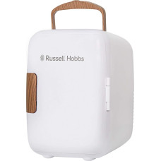 Russell Hobbs RH4CLR1001SCW mini nešiojamasis šaldiklis ir skardinių šildytuvas, skirtas gėrimams, kosmetikai, makiažui, odos priežiūrai AC/DC maitinimo šaltinis Skandinaviško stiliaus baltos spalvos ir medžio efektas, skirtas