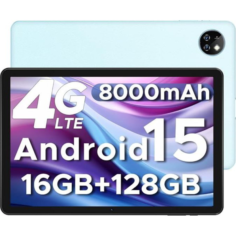 DOOGEE T10W Android 15 Tablet 10 Inch 16GB RAM + 128GB ROM (2TB TF) 2025 Latest Tablet with SIM Card Slot, 8000mAh Gaming Tablets Android 4G LTE/5G WiFi, Dual Camera, BT5.0/ OTG/Face ID/USB Type C