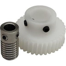 Ritzelgetriebe 1PC POM Kunststoff Schneckenradsatz 0,8 Modul 25 Zähne Turbinenrad mit 8mm Bohrung Schneckenwelle 1:25 Übersetzungsverhältnis Getriebetreiber Antriebsmechanik(6MM BORE)