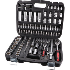 SIXTOL Tool Set 108 Gola Set in Case 1/4 Inch and 1/2 Inch Ratchet Metal Clasp
