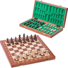 SQUARE GAME Medinis šachmatų turnyras Nr. 4 - raudonmedis - Šachmatų lenta ir figūros Staunton 4