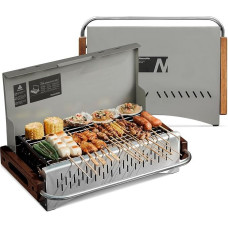 Naturehike Holzkohlegrill Klappgrill 50.2 x 32.8 x 33.5 cm Laptopgrill Portabel Mobil Campinggrill Tischplatte BBQ Koffergrill für Outdoor Tischgrill Garten, Grau