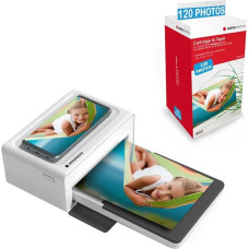 AGFA Photo Realipix Moments Printer Pack + Cartridges and Papers for 120 Additional Photos - Bluetooth Photo Printing 10 x 15 cm Smartphone Apple and Android, 4 Pass Sublimation Thermal - White