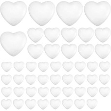 douyif Styrofoam Heart Shapes, 50 Pieces, Polystyrene Hearts, 3 cm, 5 cm, 8 cm, Polystyrene Hearts for Crafts, Foam Heart, Polystyrene Balls, Hearts for DIY Arts, Crafts, Wedding Decoration, Modelling
