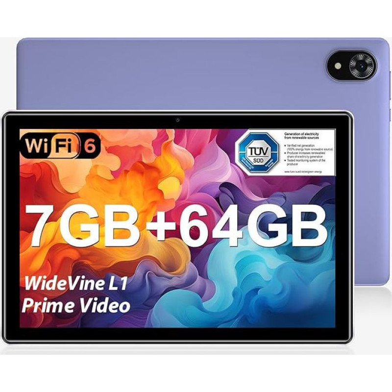 DOOGEE U9 2025 Tablet 10 Inch 64GB ROM (1TB TF) + 7GB RAM WiFi 6 Children's Tablet Android 5060 mAh 1280 x 800 HD+ IPS/Dual Camera/Bluetooth 5.0/Type C/3.5 mm Headphone Jack