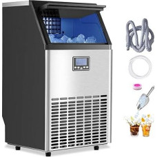 VEVOR Commercial Ice Maker (100lbs/day) Ice Maker with 33lb Storage Capacity, 45 Ice Cubes in 15 Minutes with LED Digital Display & 2 Ways to Add Water for Bar Restaurant