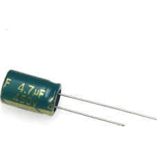 20PCS elektrolitinis kondensatorius 450V4.7UF tūrio 8 * 12MM aukšto dažnio žemo atsparumo žalias auksinis kondensatorius 4.7UF450V talpos matuokliai