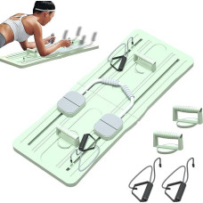 JAOGAUS Multifunctional Abs Training Board, Automatic Rebound, Foldable Pilates Board with Elbow Support and Resistance Bands, Green
