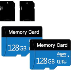 2 Pack Memory Card 128 GB with Adapter High Speed Storage Card Class 10 for Smartphone, Notebook, Camera, Dash Cam and Drone (128 GB x 2)