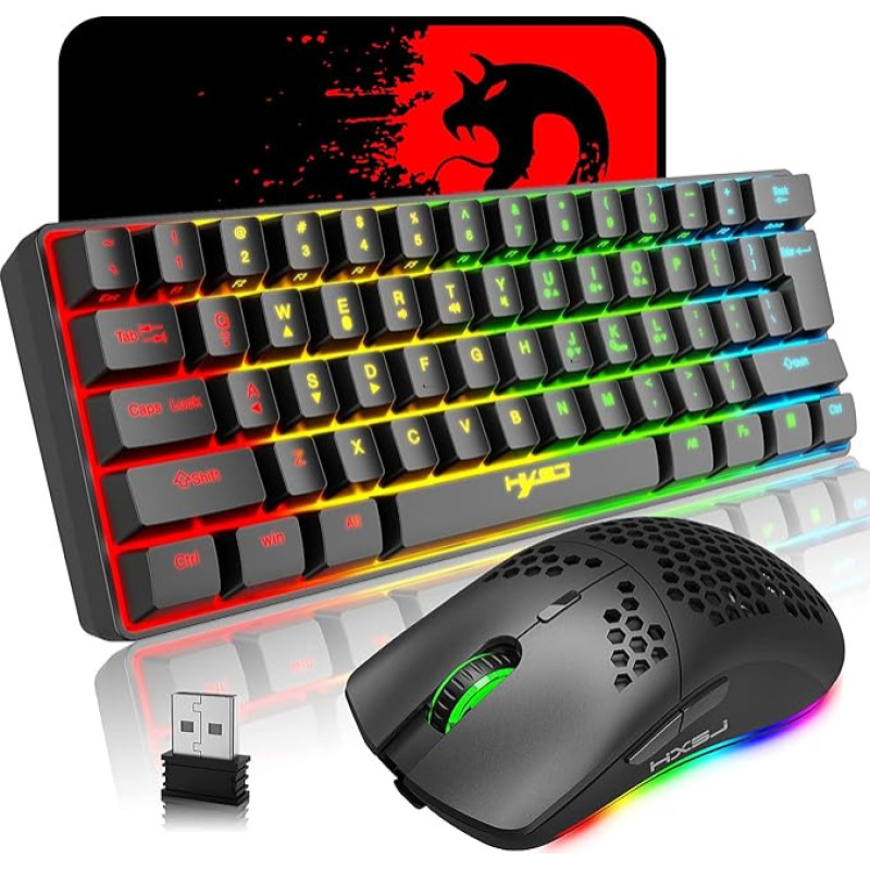 Mechaninė žaidimų belaidė klaviatūra Bluetooth 5.0 / 2.4G USB Dual Mode 2200mAh RGB LED apšvietimas Kompaktiškas pilnas Anti-Ghosting Key Belaidė žaidimų pelė 750mAh Lengva