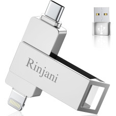 USB Stick 512 GB for iPhone Apple Certified (Without App) Rinjani USB C Stick for iPhone 15/16, OTG Android Mobile Phone, iPad, Mac, Tablet, PC, USB 3.0 Memory Stick, Photo Stick, External SSD, 3-in-1